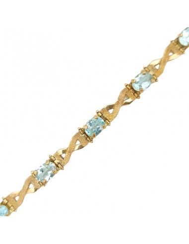 PULSERA ORO 18K Y PIEDRAS AGUA MARINA