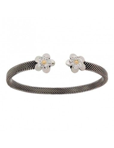 PULSERA MUJER FLORES ACERO-ORO