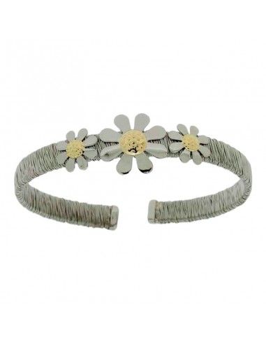PULSERA MUJER TRES FLORES ACERO-ORO