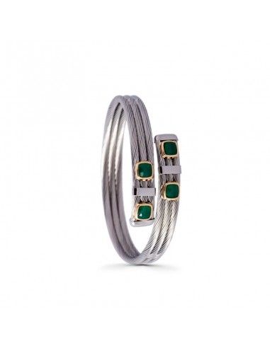 PULSERA ACERO CON PIEDRAS ESMERALDA