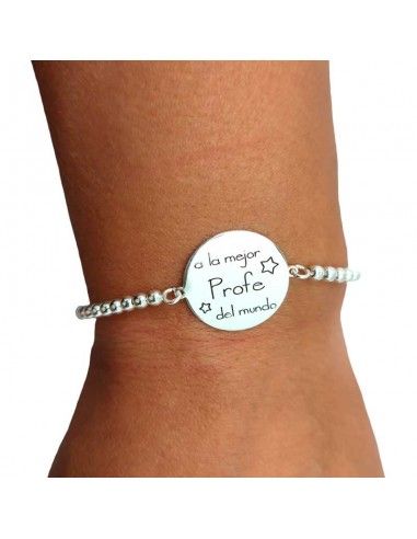 PULSERA PLATA A LA MEJOR PROFE DEL MUNDO