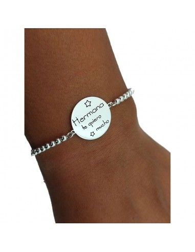 PULSERA PLATA HERMANA TE QUIERO MUCHO