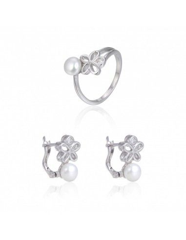 CONJUNTO DE PENDIENTES Y SORTIJA FLOR