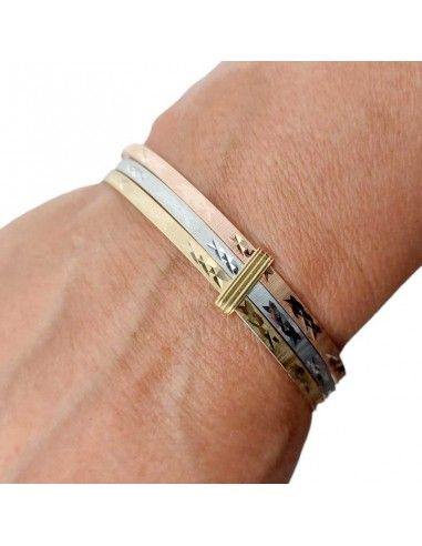 PULSERA TRIPLE ARO TRICOLOR ORO18k