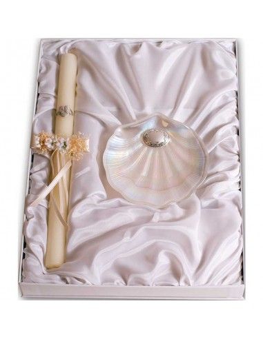 ESTUCHE VELA Y CONCHA DE BAUTISMO