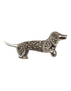BROCHE PERRO TECKEL PLATA...
