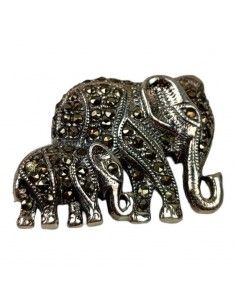 BROCHE ELEFANTES PLATA CON...