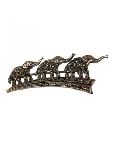 BROCHE TRES ELEFANTES PLATA CON...