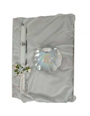 ESTUCHE VELA Y CONCHA DE BAUTISMO