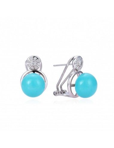 PENDIENTES CON PERLA COLOR TURQUESA