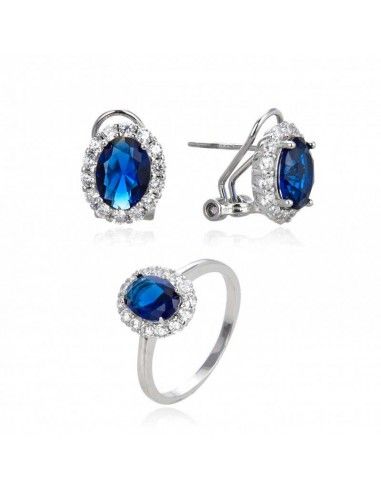 CONJUNTO DE PENDIENTES Y SORTIJA ZAFIRO