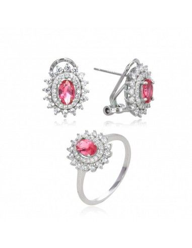 CONJUNTO DE PENDIENTES Y SORTIJA RUBÍ