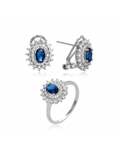 CONJUNTO DE PENDIENTES Y SORTIJA ZAFIRO