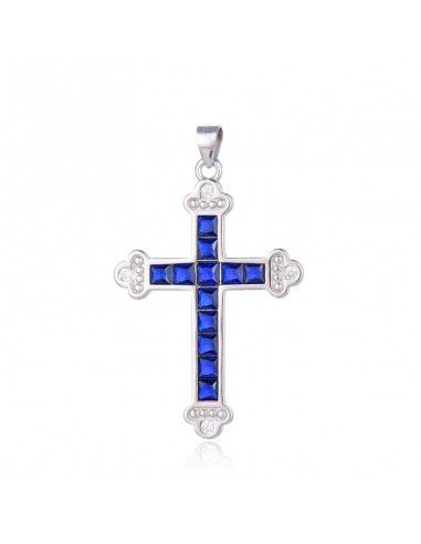 COLGANTE CRUZ DE PLATA PIEDRAS ZAFIRO...