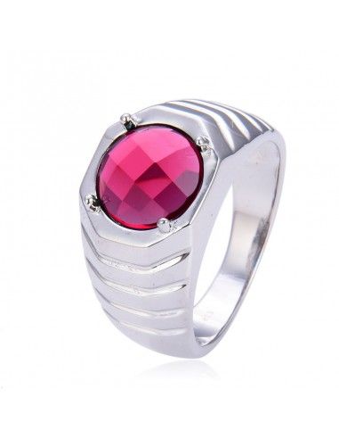 SELLO DE PLATA HOMBRE PIEDRA RUBÍ