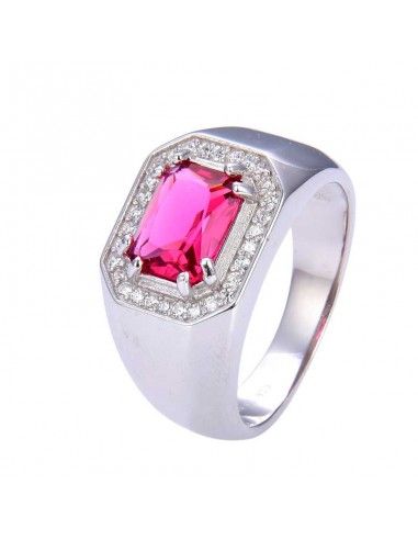 SELLO PLATA HOMBRE PIEDRA RUBÍ