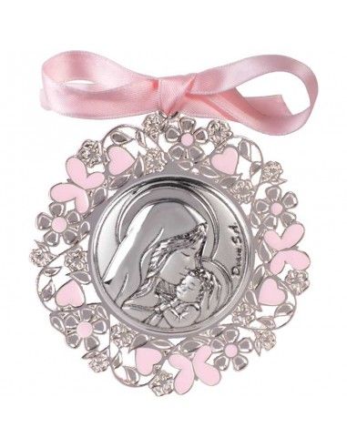 MEDALLON VIRGEN MARIA AZUL O ROSA 6x6