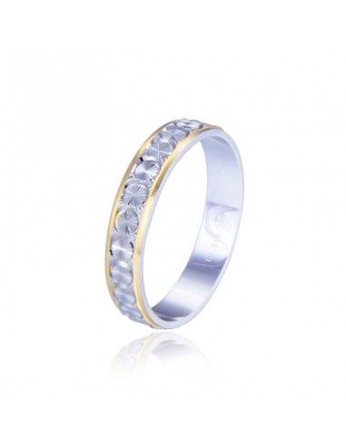 ALIANZA PLATA BICOLOR TALLADA 4 MM