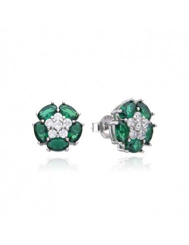 PENDIENTES FLOR PIEDRAS ESMERALDA...