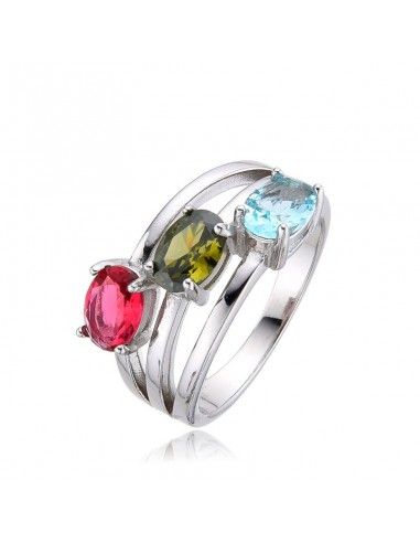 SORTIJA PLATA PIEDRAS TRES COLORES