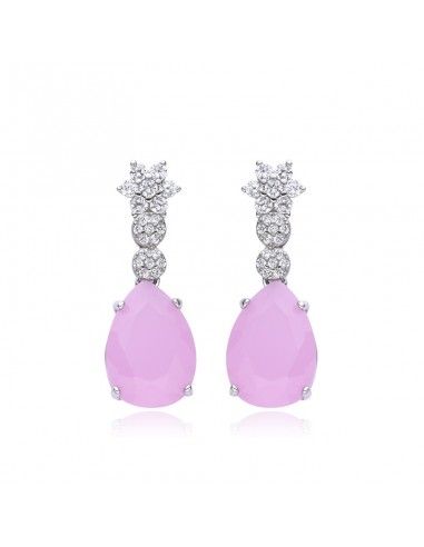 PENDIENTES ROSA LARGOS CON CIRCONITAS