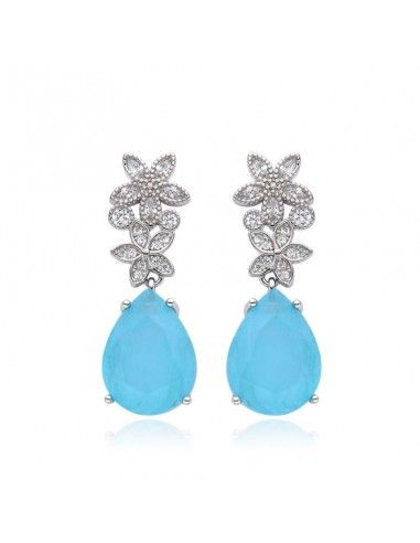 PENDIENTES AZUL LARGOS CON CIRCONITAS...