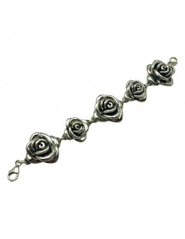 PULSERA FLORES PLATA