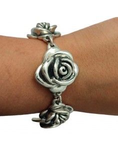 PULSERA FLORES PLATA