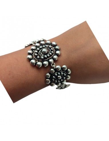 PULSERA PLATA 7 FLORES