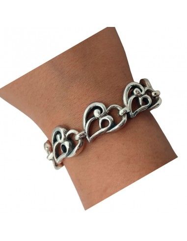 PULSERA PLATA CORAZÓN CALADO