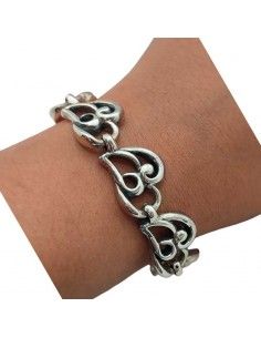 PULSERA PLATA CORAZÓN CALADO