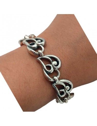 PULSERA PLATA CORAZÓN CALADO