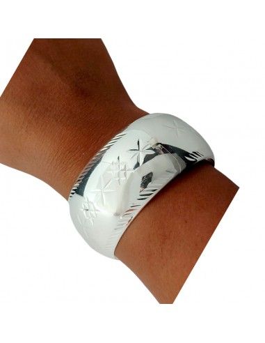 PULSERA MEDIA CAÑA LABRADA PLATA 34.8 mm