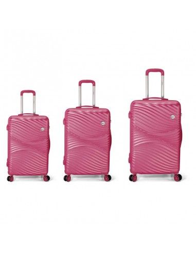 JUEGO DE TRES MALETAS TROLLEY ROSA