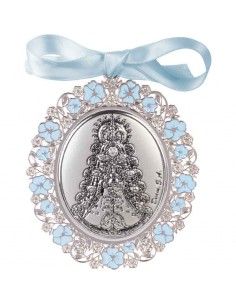 MEDALLON VIRGEN DEL ROCIO AZUL O ROSA 12.5x10 2