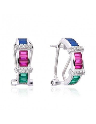 PENDIENTES CIERRE OMEGA PIEDRAS COLOR