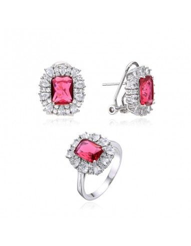 CONJUNTO PENDIENTES Y SORTIJA RUBÍ