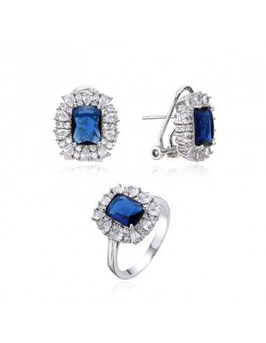 CONJUNTO PENDIENTES Y SORTIJA ZAFIRO