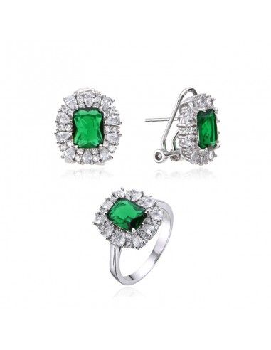 CONJUNTO PENDIENTES Y SORTIJA VERDE...