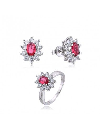 CONJUNTO DE PENDIENTES Y SORTIJA RUBÍ