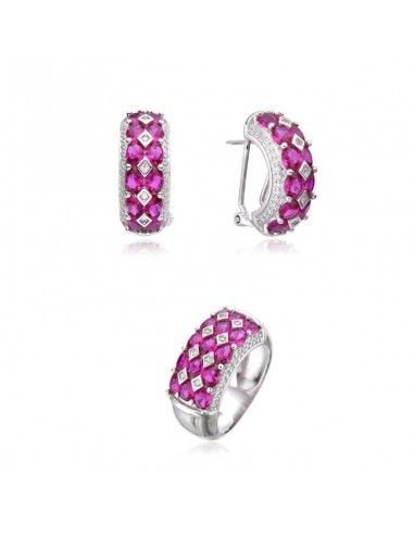 CONJUNTO PENDIENTES Y SORTIJA RUBÍ