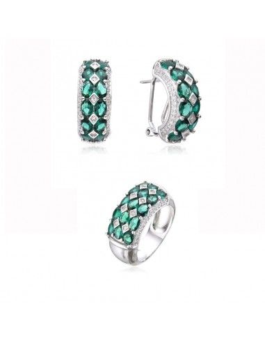 CONJUNTO PENDIENTES Y SORTIJA ESMERALDA