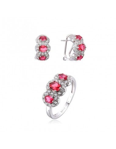 CONJUNTO PENDIENTES Y SORTIJA RUBÍ