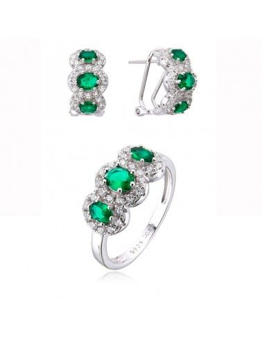 CONJUNTO PENDIENTES Y SORTIJA ESMERALDA
