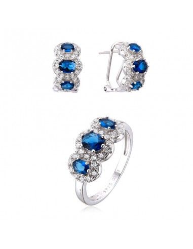 CONJUNTO PENDIENTES Y SORTIJA ZAFIRO