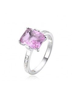 SORTIJA PLATA PIEDRA ROSA...