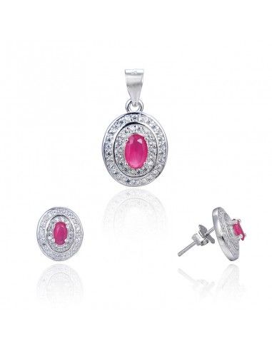 CONJUNTO DE PENDIENTES Y COLGANTE RUBÍ