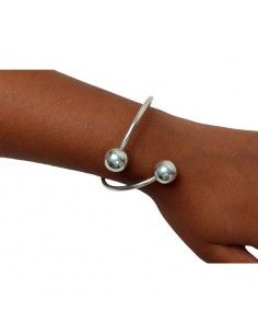 PULSERA RÍGIDA PLATA BOLAS...