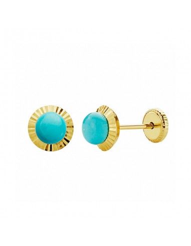 PENDIENTES ORO 18K TURQUESA 5.7mm