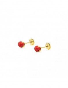 PENDIENTES CORAL GARRA ORO...